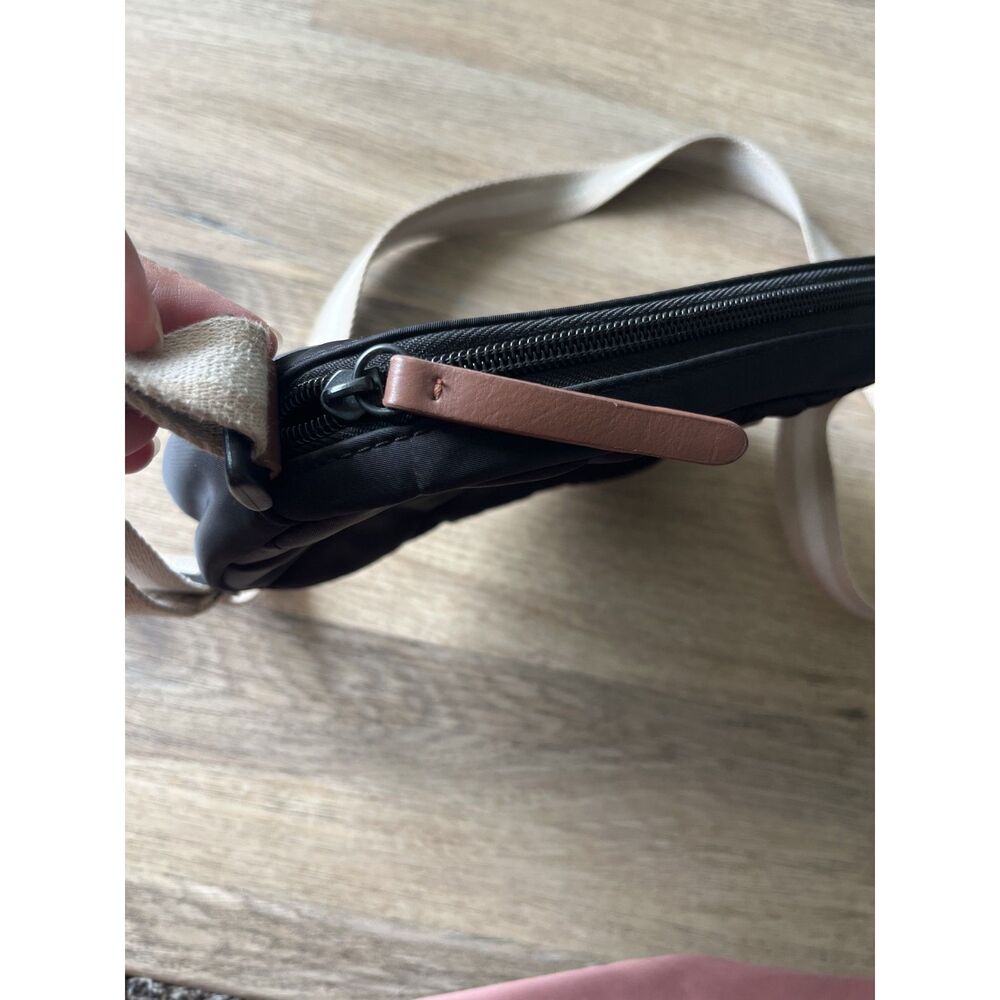 Tommy Hilfiger Quilted Nylon Crossbody Bag Black and Tan